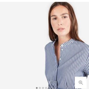 Everlane Cotton Collarless Belted Shirtdress